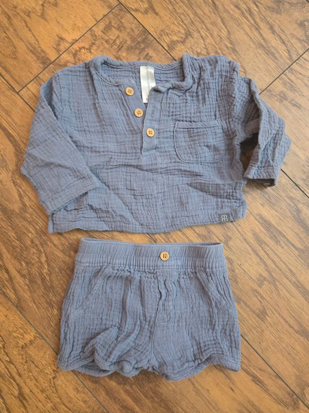 Modern Moments by Gerber Baby Boy Outfit 3-6 Months Long Sleeve Shorts Set